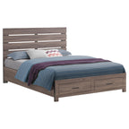Coaster Home Furnishings Brantford Farmhouse Wood Eastern King Size Storage Panel Bed Frame Platform Bed 49-inch Headboard Barrel Oak 207040KE