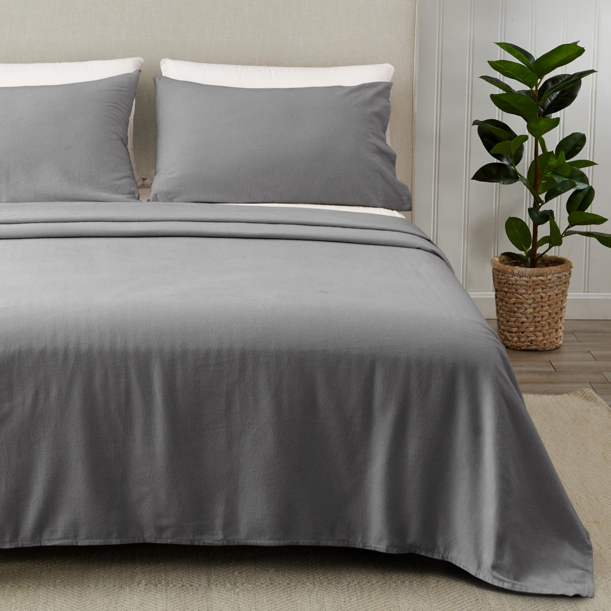 Flannel Sheet Set Queen Size - 100% Turkish Cotton, Double-Brushed, Winter Bed Sheets - Ultra-Soft, Cozy, 4-Piece Rustic Bedding