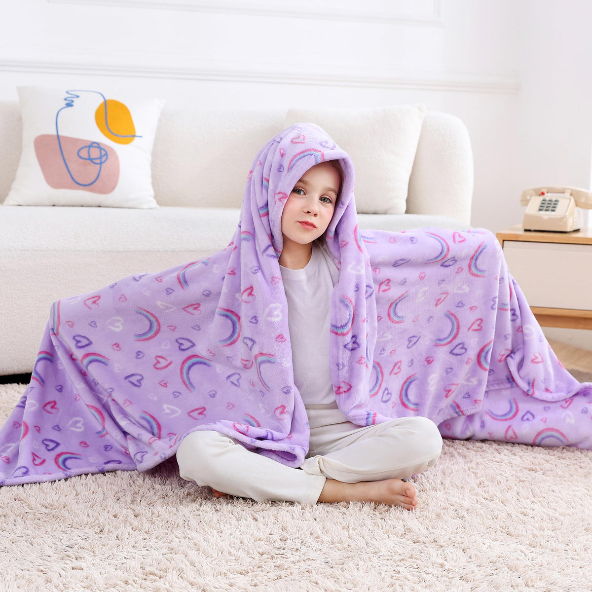 Softan Rainbow Blanket For For Girls, Soft Cozy Flannel Kids Throw Blanket For Boys And Girls, Cute Kids Blanket For Sofa Couch