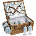 Picnic Basket Set For 2 Persons, Willow Hamper With Large Insulated Cooler Compartment, Waterproof Blanket And Cutlery Service K