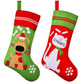 2 Pieces Pet Christmas Stockings Pet Xmas Sock Decoration with Embroidered Dog Cat Pattern Fireplace Hanging Stockings for Pet C