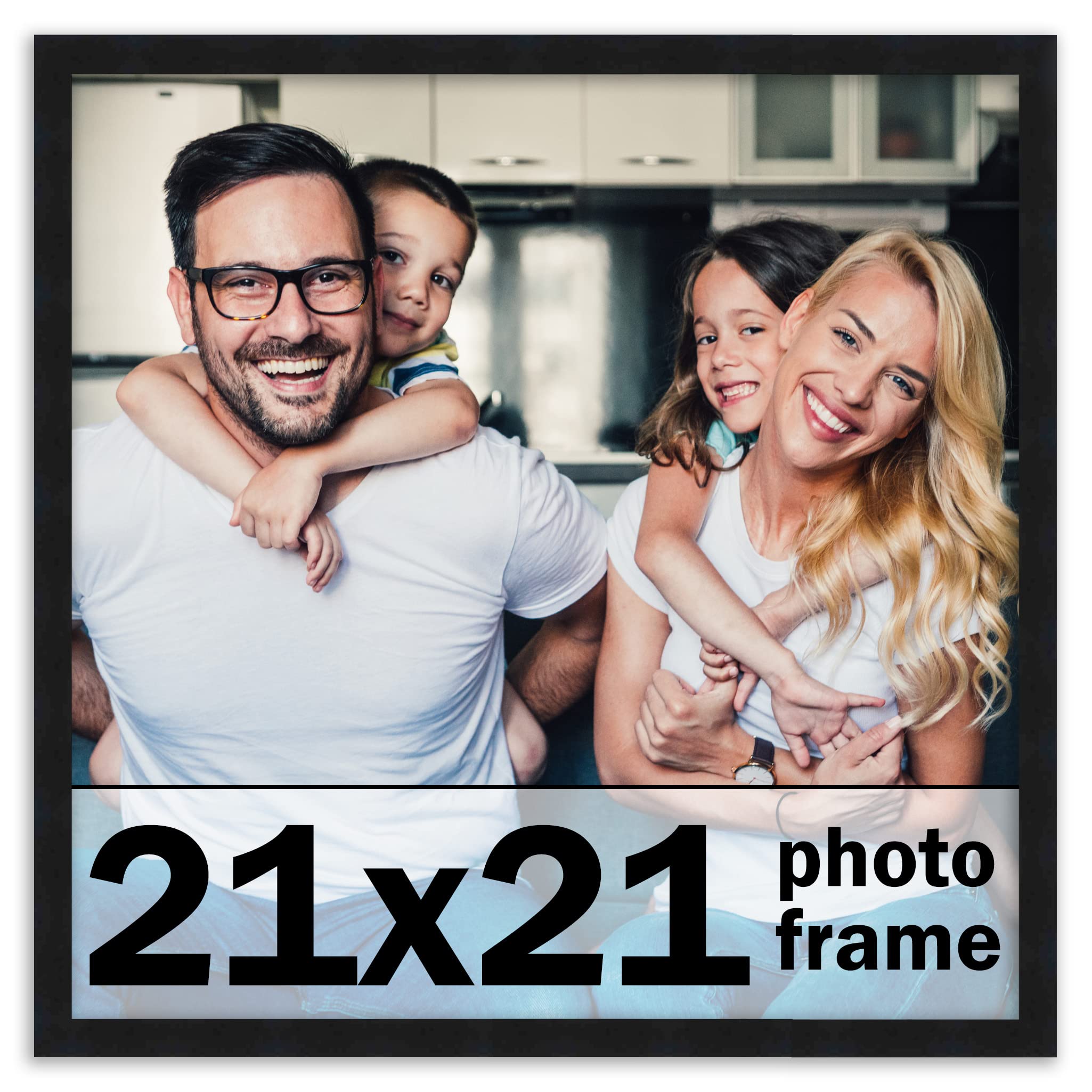CountryArtHouse 21x21 Frame Black Solid Pine Wood Picture Frame Includes UV Acrylic Plexiglass, Acid Free Foam Backing Board and