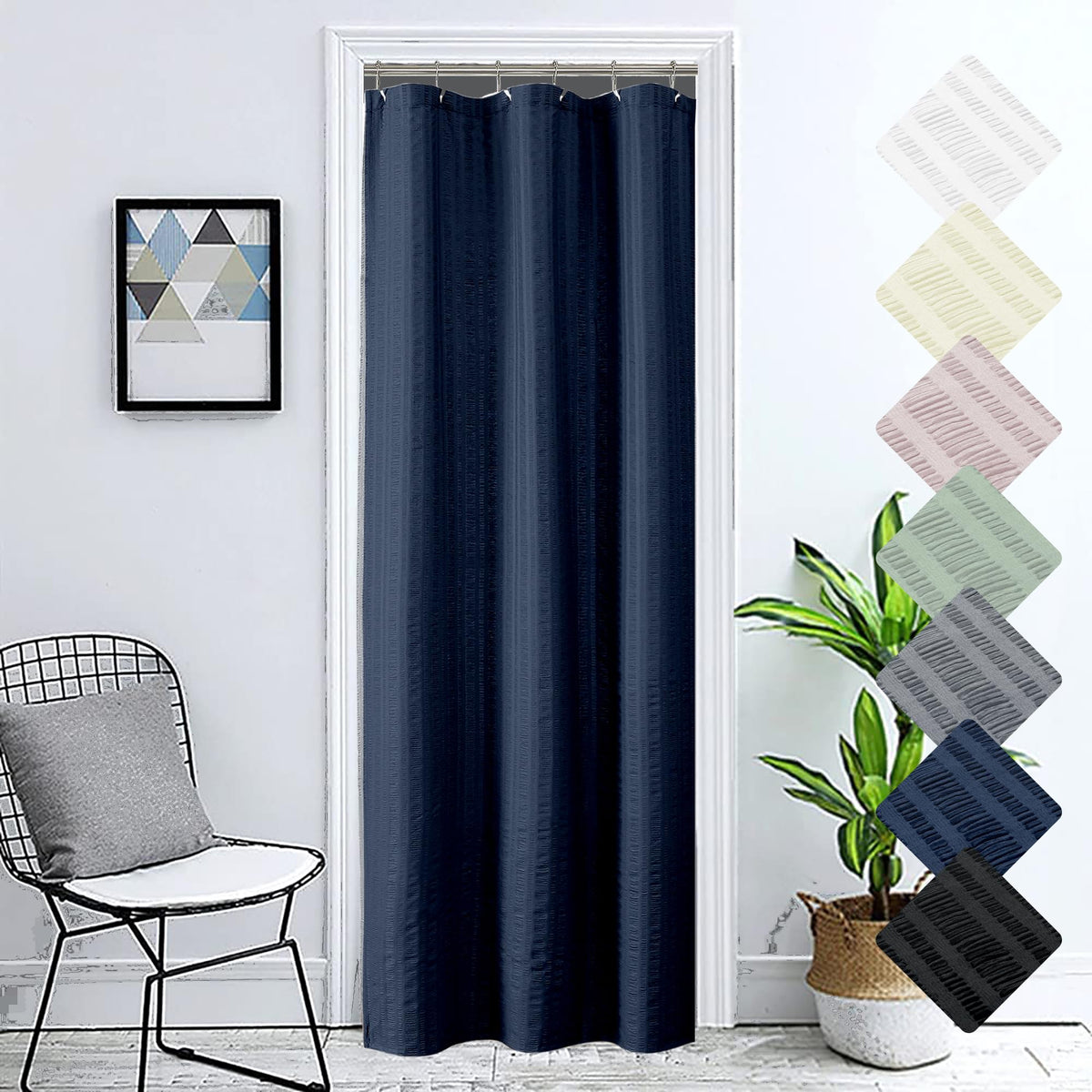 Aiyufeng Moga Navy Blue Shower Curtain, 3D Design Fabric Shower Curtains, Premium Spa Quality Modern Shower Curtains For Bathroo