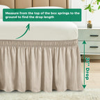 Biscaynebay Wrap Around Bed Skirts For King & Cal King Beds 21' Drop, Light Camel Adjustable Elastic Dust Ruffles Easy Fit Wrinkle Resistant Silky Luxurious Fabric Machine Washable