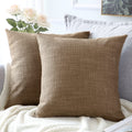 Otostar Linen Throw Pillow Covers Set Of 2 Decorative Square Pillowcases Cushion Covers 20X20 Inch For Home Decor Sofa Bedroom Car 50 X 50Cm Coffee Brown