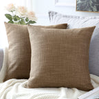 Otostar Linen Throw Pillow Covers Set Of 2 Decorative Square Pillowcases Cushion Covers 20X20 Inch For Home Decor Sofa Bedroom Car 50 X 50Cm Coffee Brown
