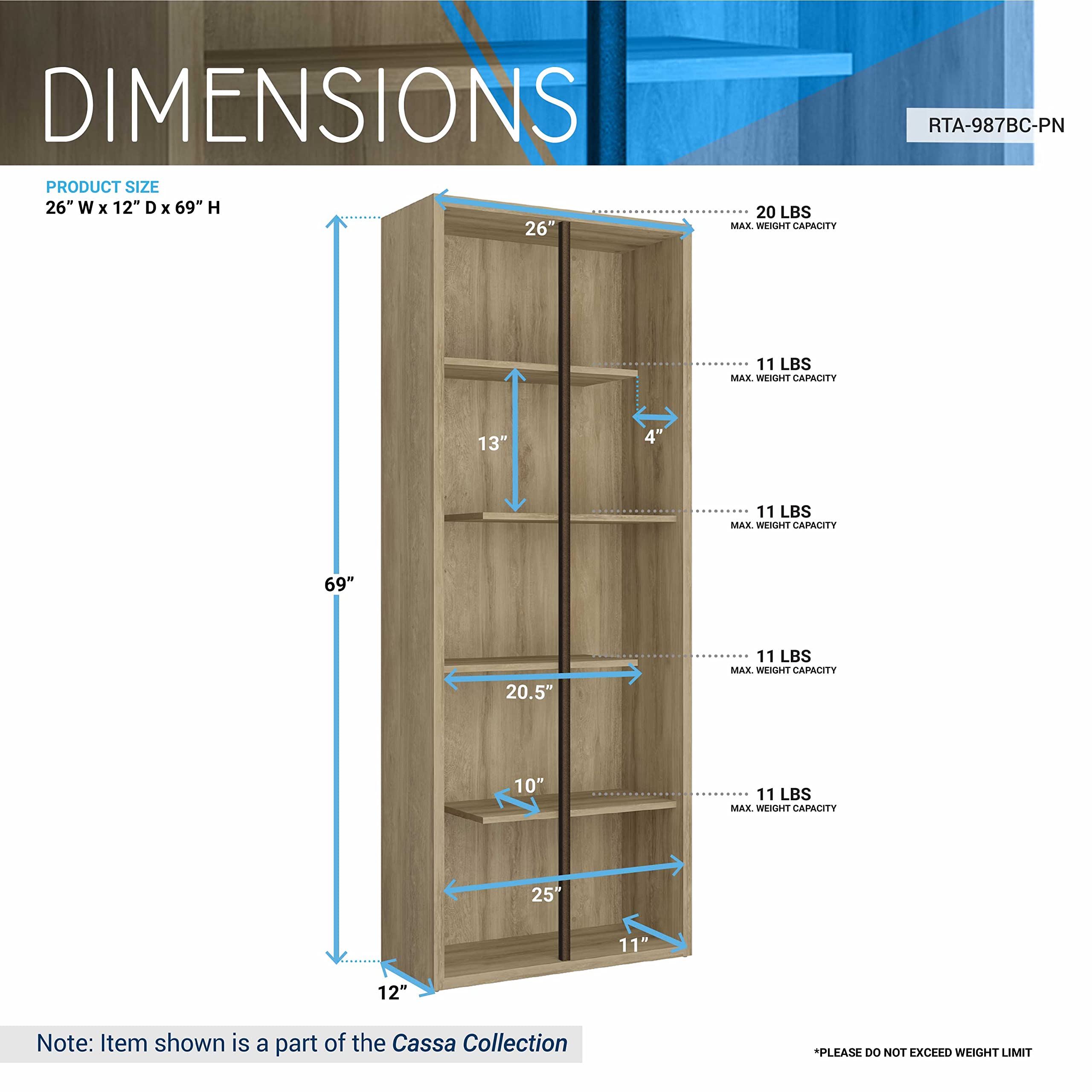 Techni Mobili 5 Shelf Bookcase - Thumbnail 4