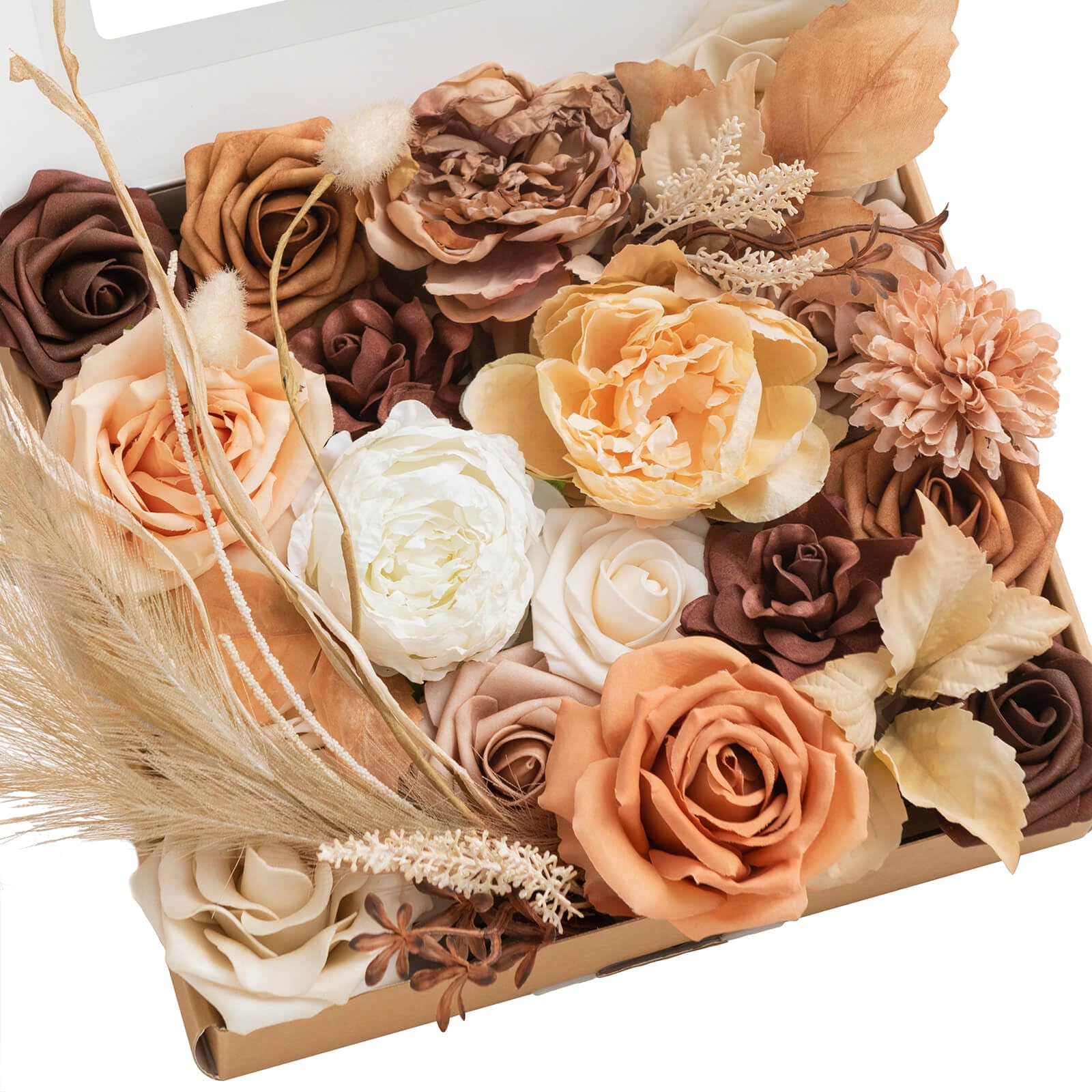 Lings Moment Boho Thanksgiving Table Decor, Sunset Terracotta Artificial Flowers Grand Designer Combo for DIY Wedding Bouquets 