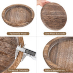 Hanobe Candle Plate Holder Tray: Round Wooden Decorative Candle Plate Small Farmhouse Table Centerpiece Rustic Wood Tealight Pil