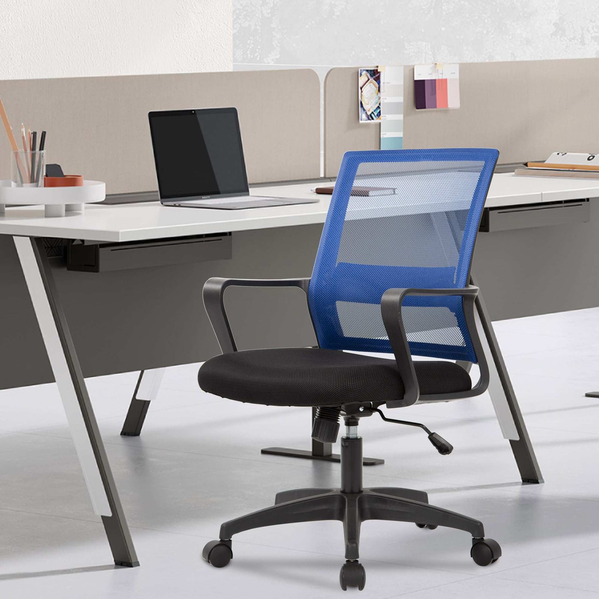 Paylesshere Gaming Chair Ergonomic Computer Chair Office Chair Video Game Chairs With Lumbar Support Desk Chair Armrest Mid Black Cushion Swivel Rolling Chair With Wheels For Home Office (Blue)