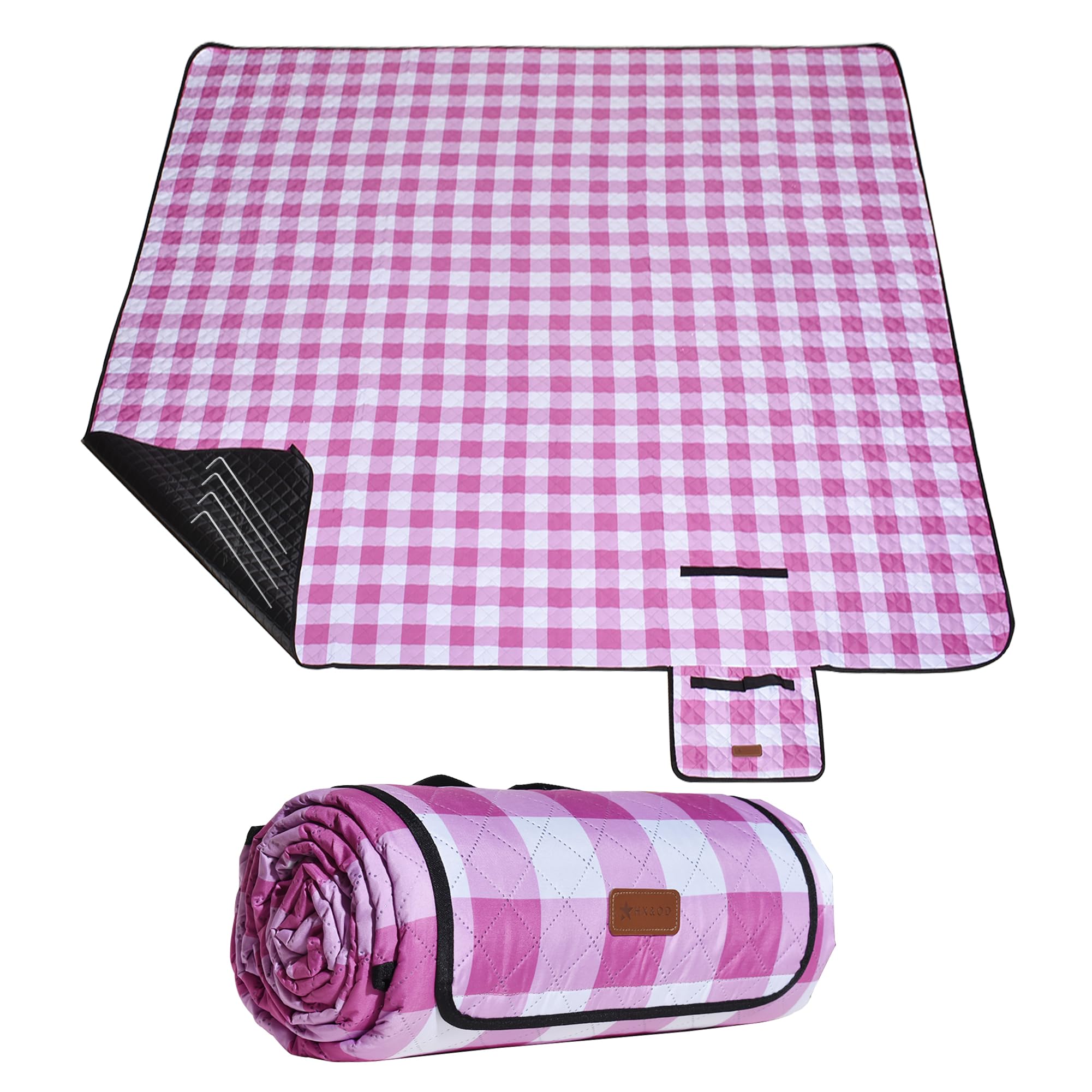 HX&OD Outdoor Picnic Blanket, Extra Large, 80x60 Waterproof Foldable Blankets Gingham Picnic Mat for Beach, Camping Grass La
