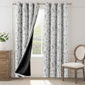 Jinchan Black Floral Blackout Curtains For Bedroom 84 Inches Long, Black Flower Patterned Curtains Blackout Thermal Insulated 10