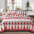 Smuge Christmas Bedspread Quilt Sets Queen Size - Reversible Snowflake Christmas Tree Christmas Stockings New Year Winter Holida