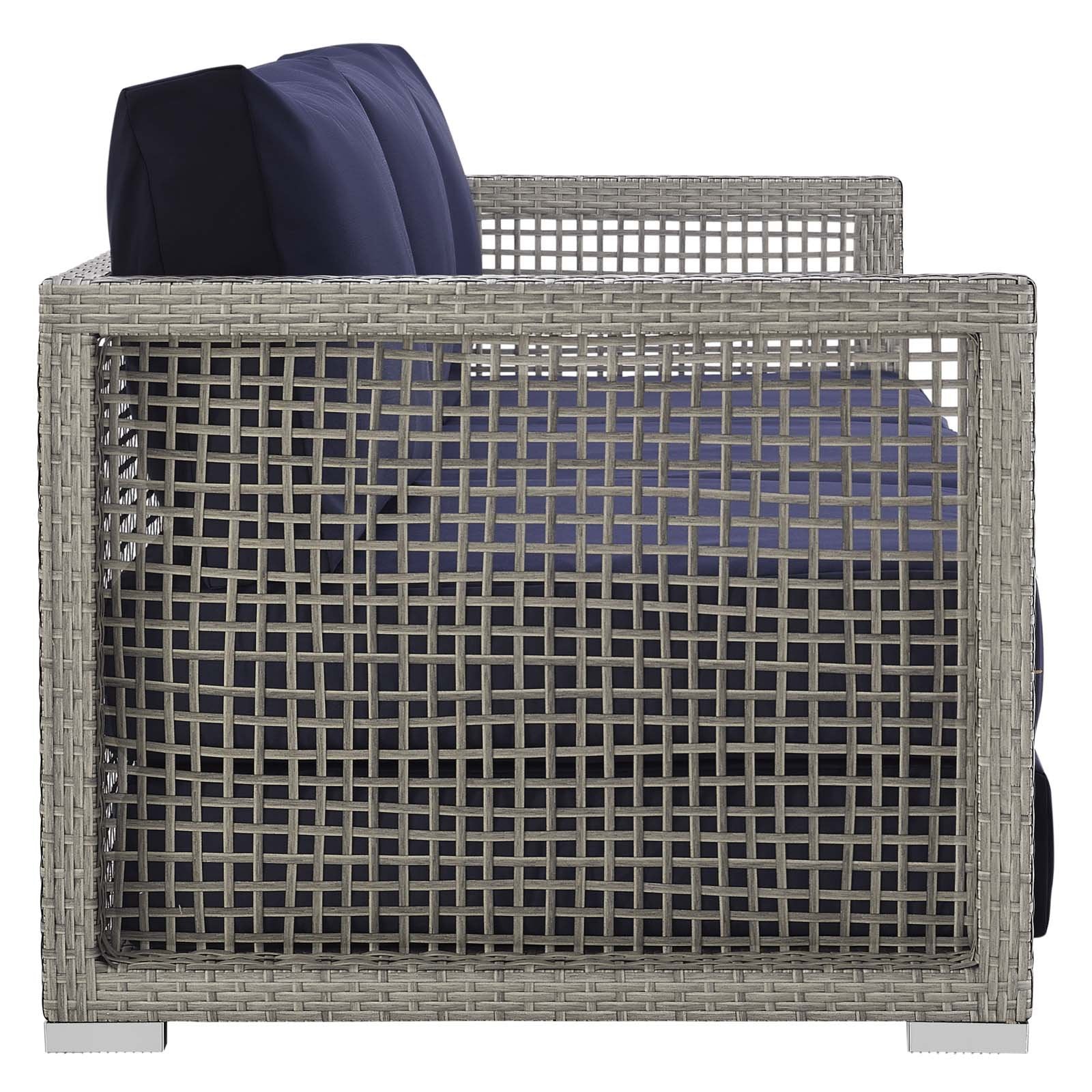 Modway Aura Outdoor Patio Wicker Rattan, Sofa, Gray Navy