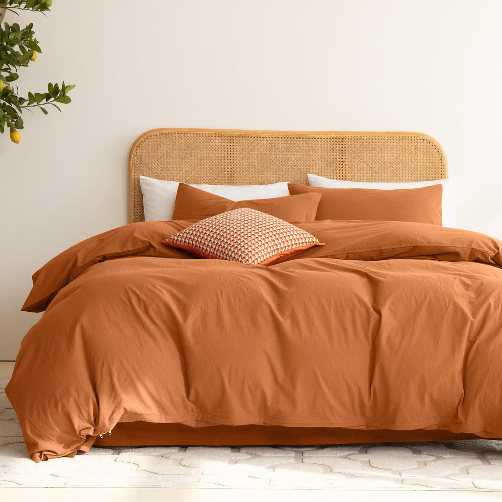 Ventidora 3 Piece Duvet Cover Set Cal King Size,100% Organic Washed Cotton Linen Feel Like Textured, Luxury Soft And Breatheable