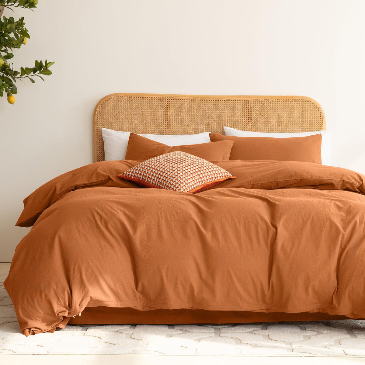 Ventidora Duvet Cover Set Washed Cotton Linen-Like Texture 3 Piece Bedding Set Cal King Size, Corner Ties(1 Duvet Cover+2 Pillow