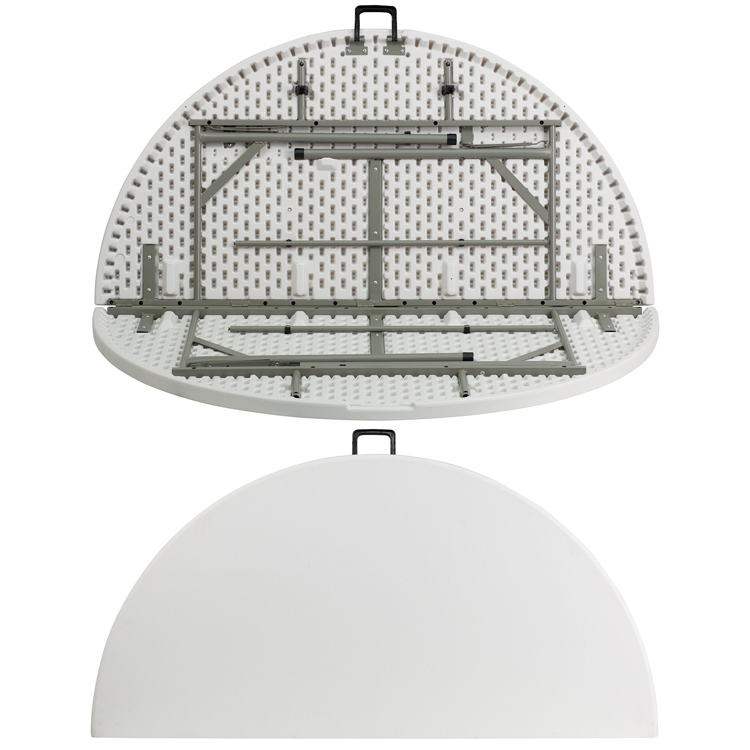 Flash Furniture Scarborough 5' Round Plastic Folding Event Table with Carrying Handle, Bi-Fold Portable Banquet Table for Indoor/Outdoor Events, White