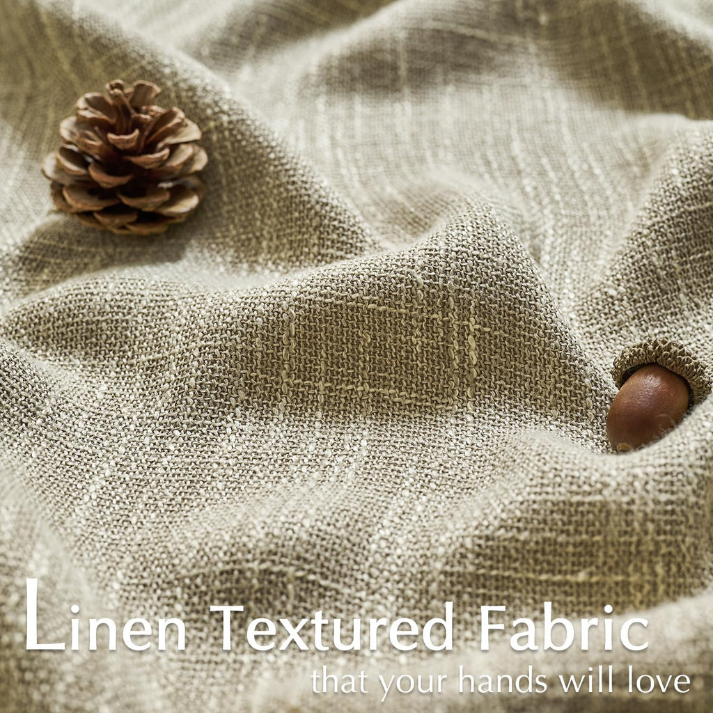 Jinchan Burlap Look Curtains 90 Inches Long Linen Textured Curtains For Living Room Light Filtering Farmhouse Curtains Rod Pocke