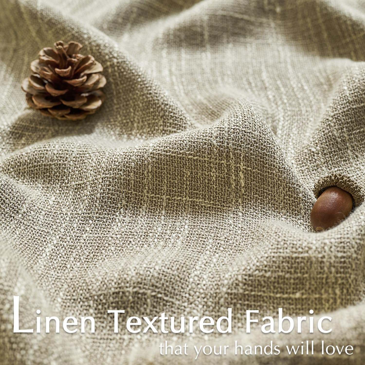 Jinchan Burlap Look Curtains 96 Inches Long Linen Textured Curtains For Living Room Light Filtering Farmhouse Curtains Rod Pocke