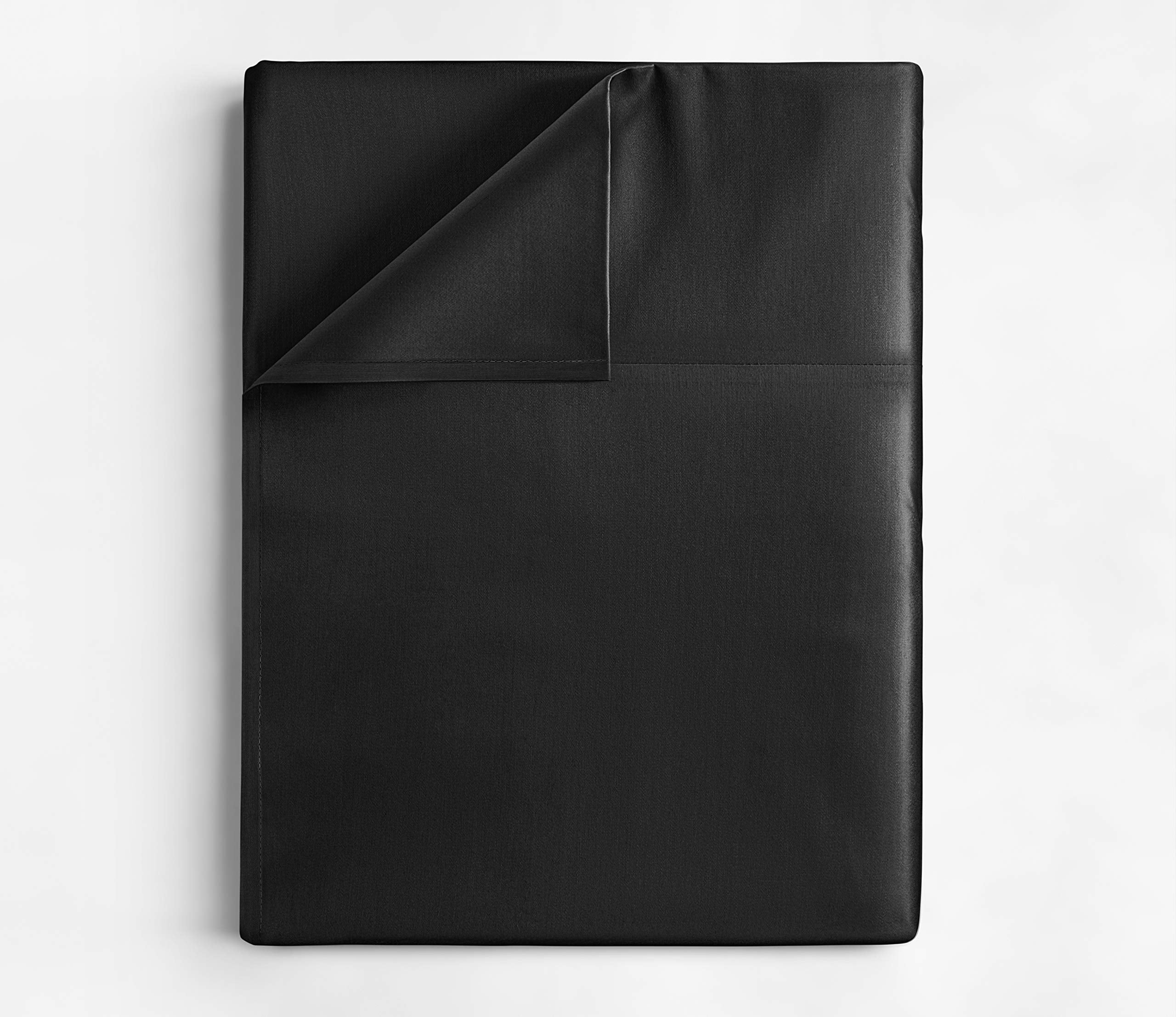 Twin Size Flat Bed Sheet - Hotel Quality Luxury Single Flat Sheet Only - Wrinkle Free & Fade Resistant Flat Sheet - Extra Soft, Breathable Bedding For Women, Men, Kids & Teens - Black Flat Sheet Only