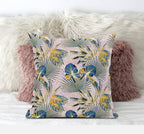 HomeRoots Blue Gray 18â€ Blue Gold Tropical Zippered Suede Throw Pillow
