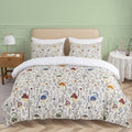 Soulzzz Colorful Mushroom Duvet Cover Full - Soft Mushroom Bedding Set With Wild Plants And Flower 3 Piece Aesthetic Mushroom Be