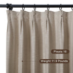 Twopages Burlywood Linen Pinch Pleat Curtain For Living Room, Window Treatment Curtain Panel Double Layer Light Filtering Room D