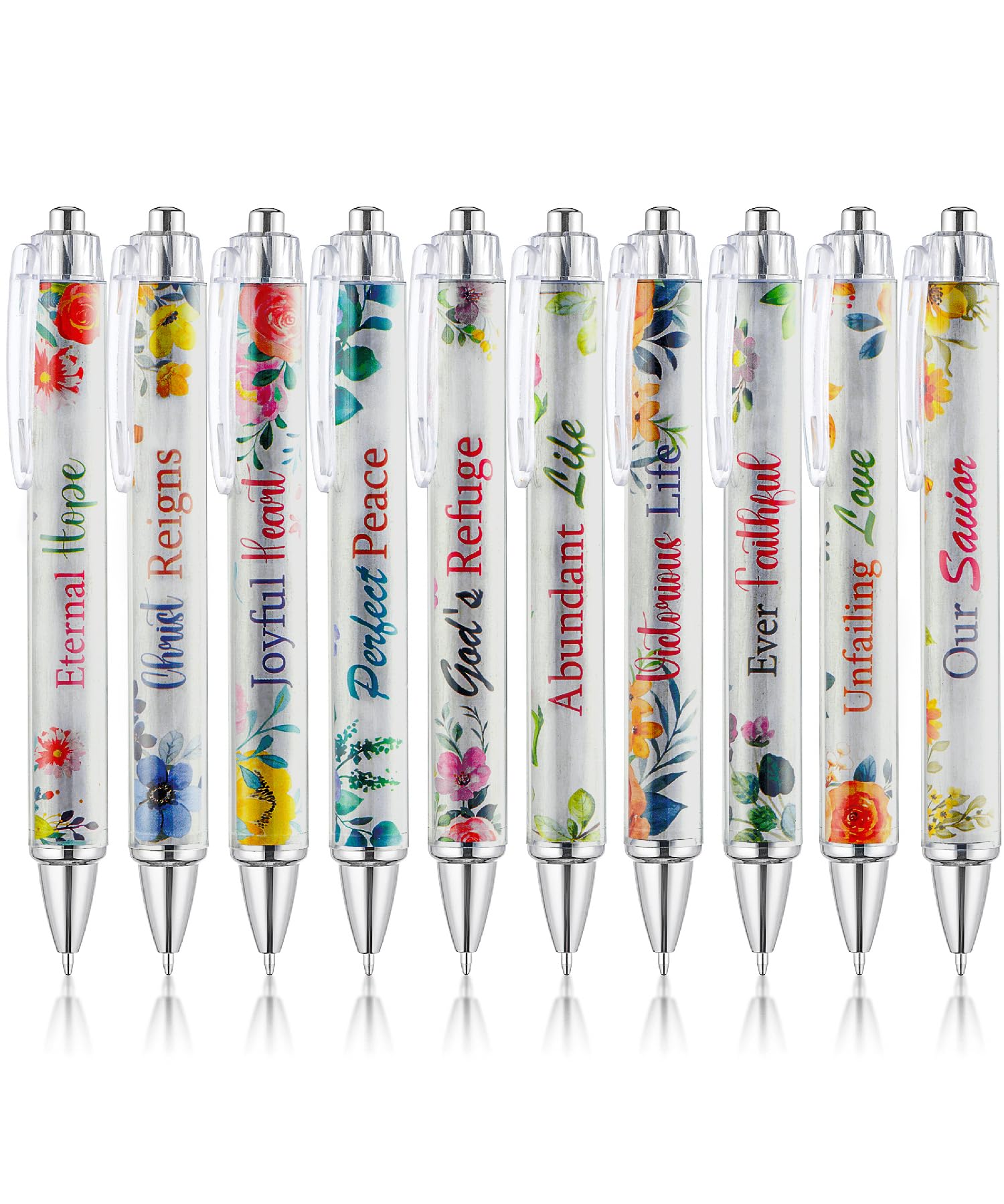 Mr. Pen- Christian Pen Set, 10 Pack, Faith Blossoms, Black Ink, Bible Verse Pens, Christian Pens For Women, Bible Pens No Bleed
