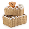 Ferrochef 2 Pack Scalloped Wicker Baskets Handwoven Rattan Basket