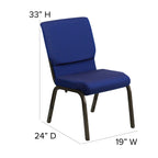 Flash Furniture Hercules Series 18.5''W Stacking Church Chair In Navy Blue Patterned Fabric - Gold Vein Frame
