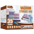 Vacuum Storage Bags, Space Saver Vacuum Seal Storage Bags 35-Pack Sealer Bags for Clothes, Clothing, Bedding, Comforter, Blanket