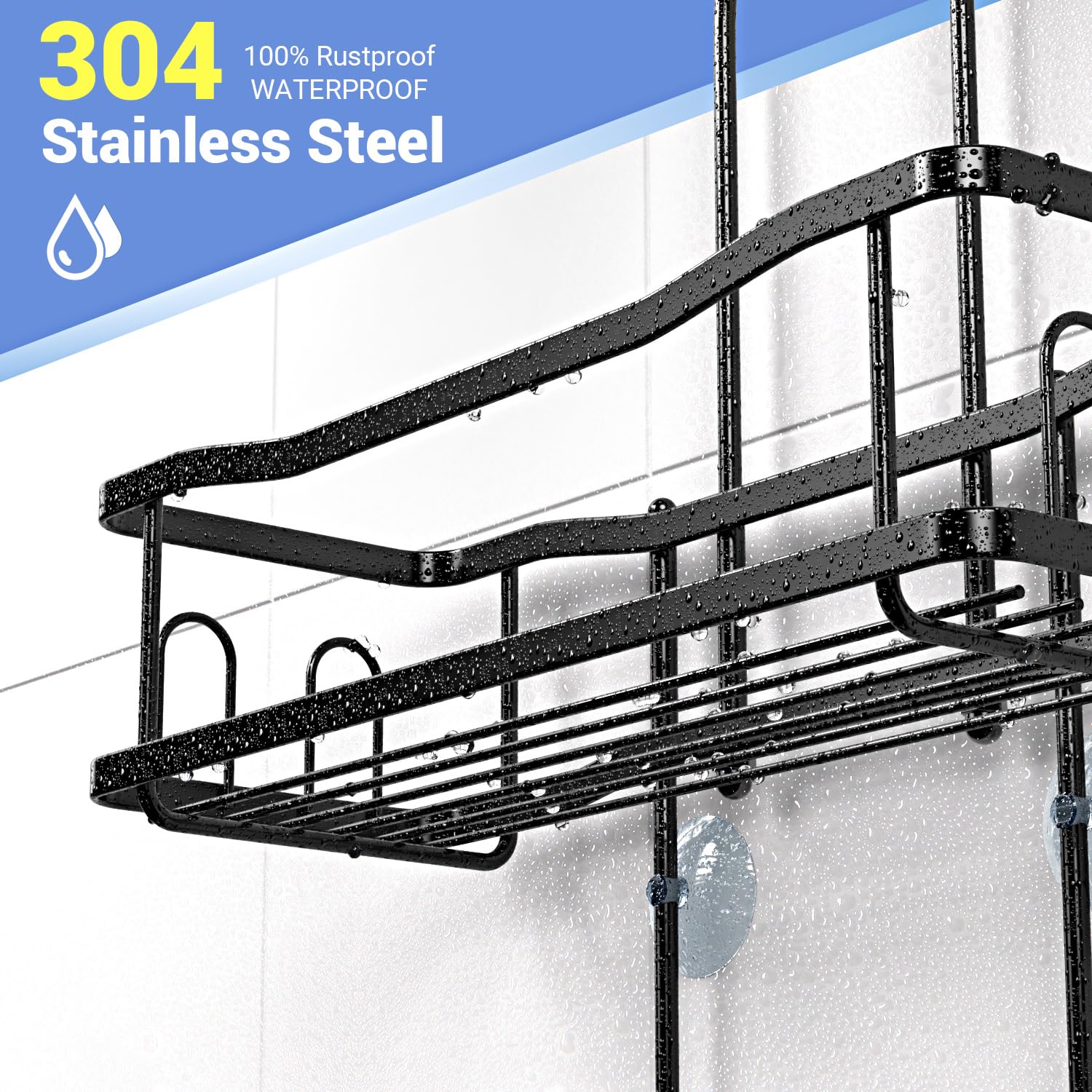 Aitatty Hanging Shower Caddy Bathroom Organizer: Rustproof Shower Shelf Racks Over Shower Head - No Drilling Inside Bath Shower