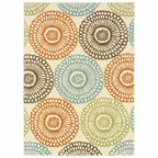 HomeRoots Polypropylene 3’x5’ Beige and Blue Medallion Indoor Outdoor Area Rug