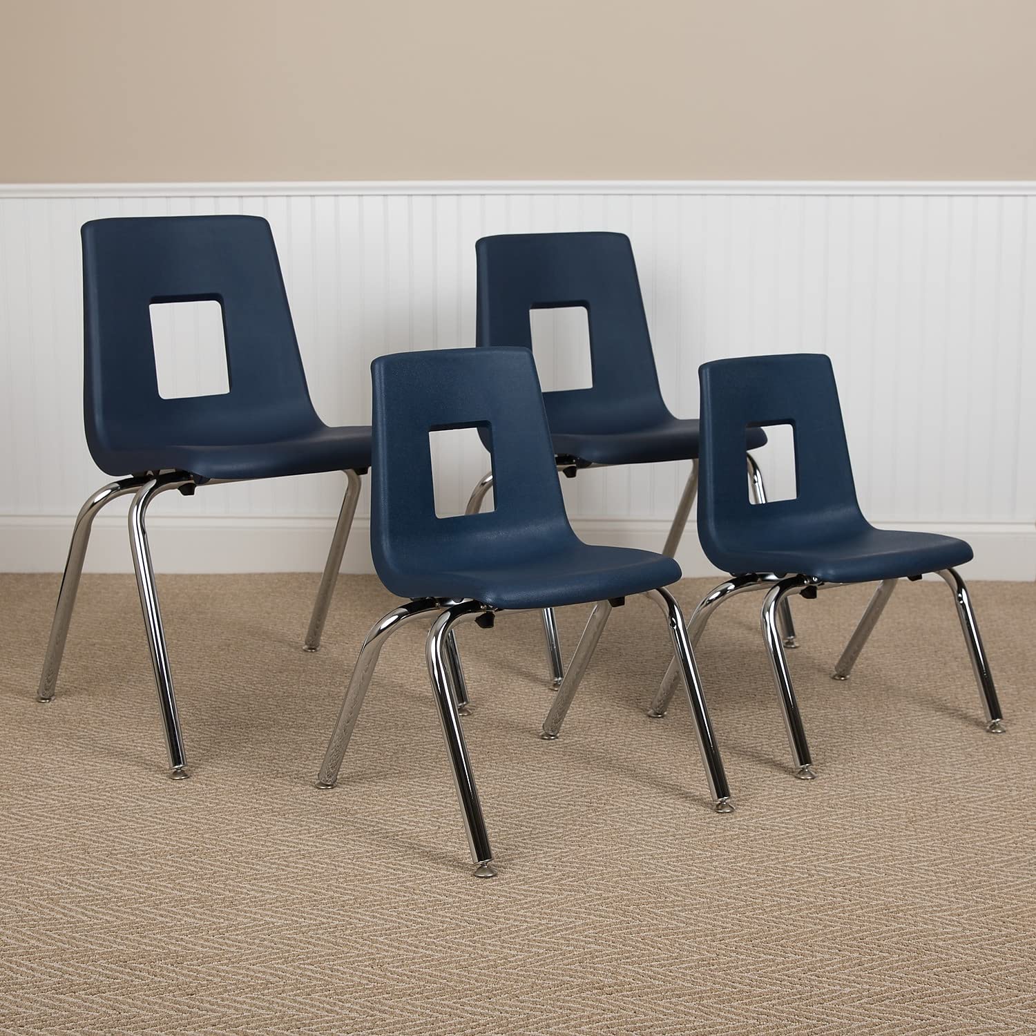 Flash Furniture Mickey Advantage Navy Student Stack School Chair - 12-Inch