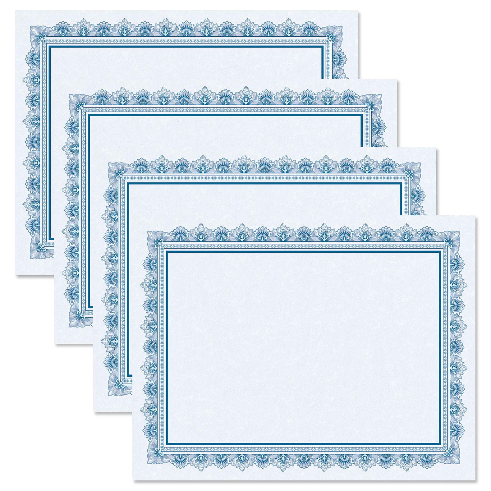 Intricate Blue & Blue Parchment Certificate Papers - Pack Of 25, Laser & Inkjet Printer Compatible, For Office, Business Awards,