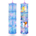 Basumee Stuffed Animals Net Or Hammock 2 Pcs Stuffed Animals Storage Toy Net Hammock For Stuffed Animals Organizer Mesh Hammock Kids Girls Room Decor, Blue Teal, 4 Tiers