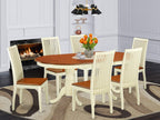 East West Furniture PLIP7-BMK-W 7 Piece Kitchen Set Consist of an Oval Table with Butterfly Leaf and 6 Dining Room Chairs, 42x78 Inch