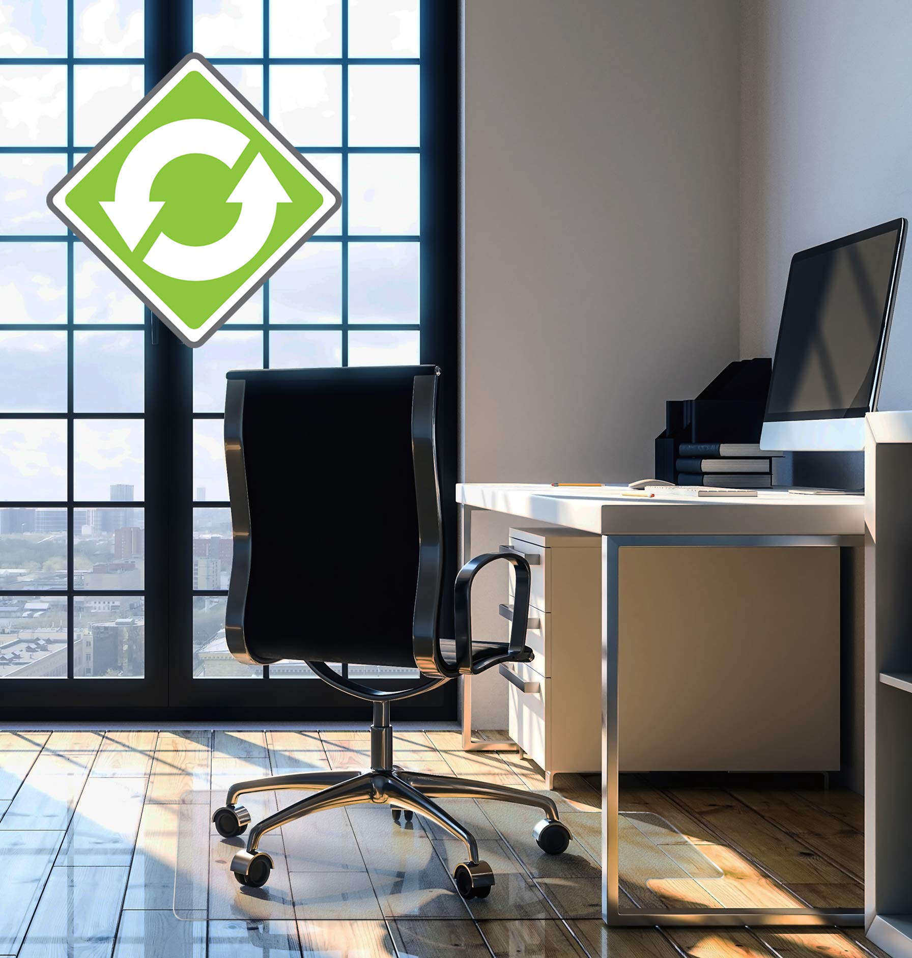 Floortex Recycled Chair Mat With Lip 36' X 48' For Hard Floors, Tint (Model: Fceco3648Lp)