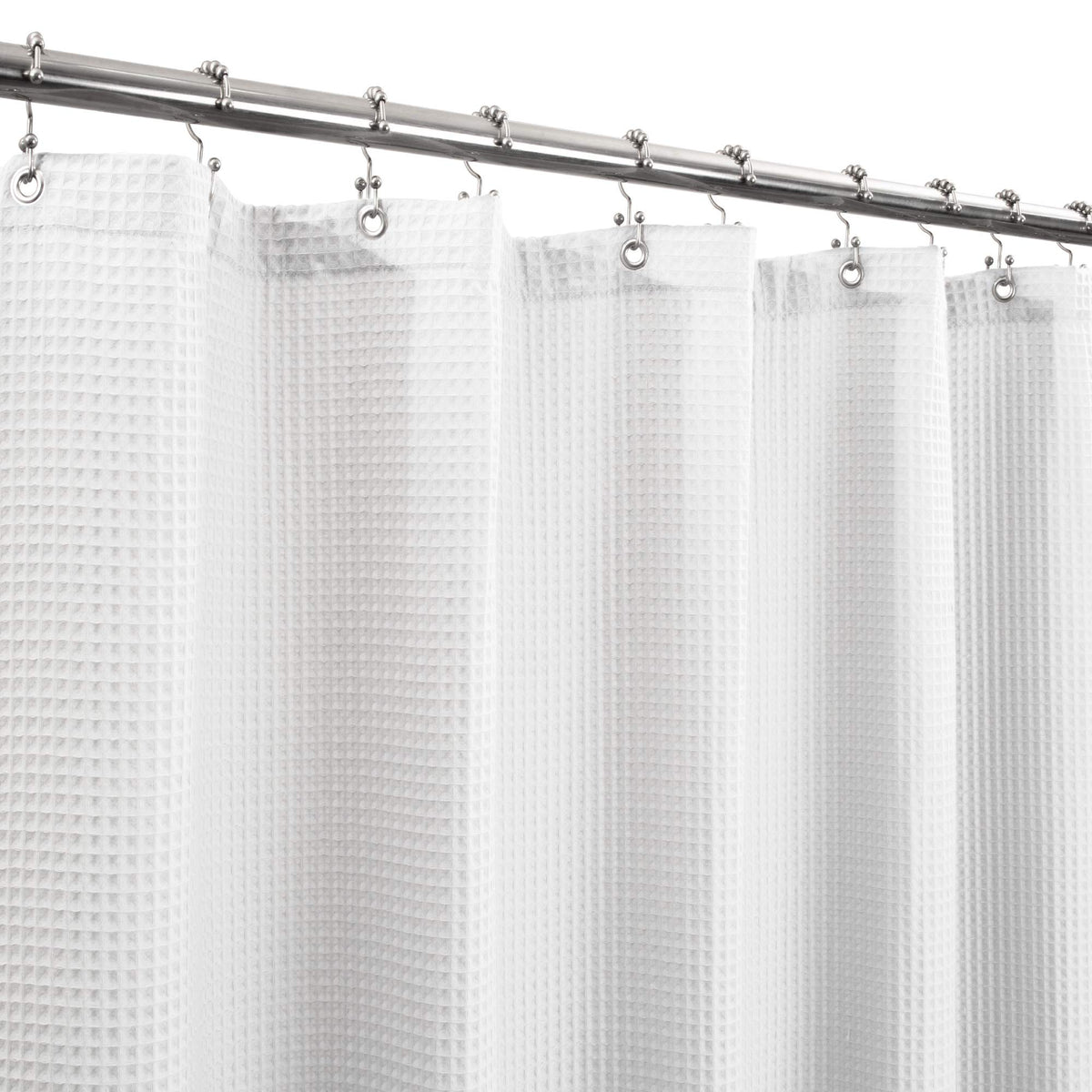 Barossa Design Cotton Blend Shower Curtain Honeycomb Waffle Weave, Soft & Hotel Spa, Washable, White, 72 X 72 Inch