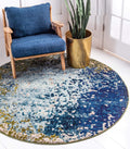 Unique Loom Estrella Collection Abstract, Modern, Light Colors, Distressed Area Rug, 6 1 x 6 1, Blue/Beige