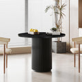 Simtonal Round Dining Table, Modern Farmhouse Kitchen Table Black, 35 Inch Small Circle Dining Tables With Solid Wood Strip Base