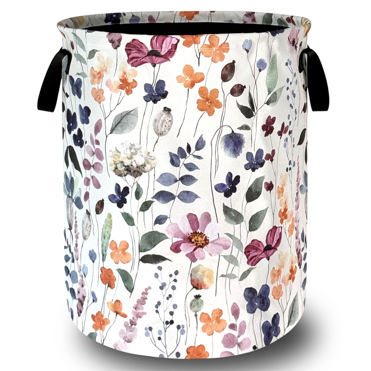 Watercolor Floral Laundry Basket Oxford Cloth Foldable Hamper 18.9x16.5