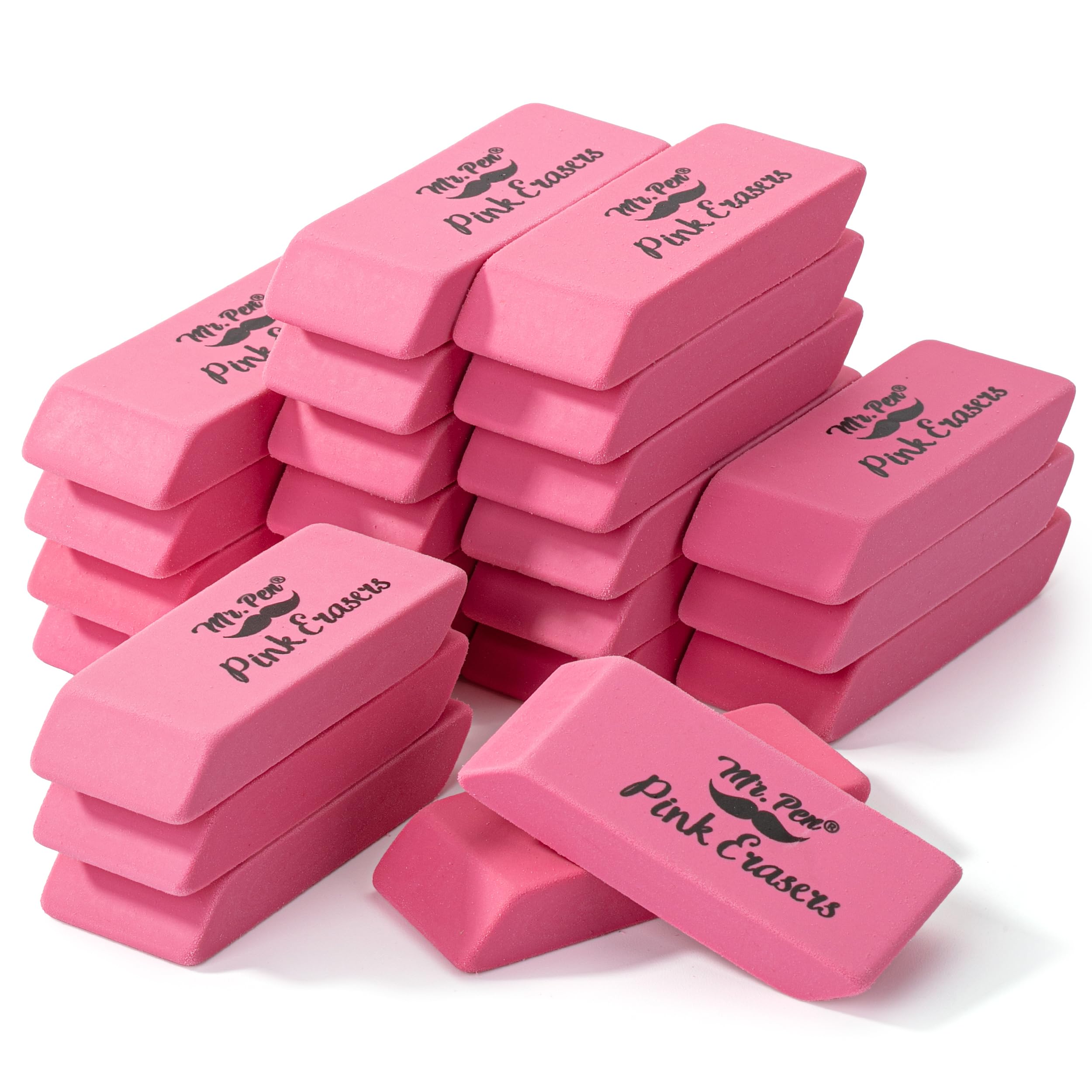 Mr. Pen- Pink Pencil Eraser, 24 Pack, Mr Pen Erasers For Pencils, Large Eraser, Block Erasers For School