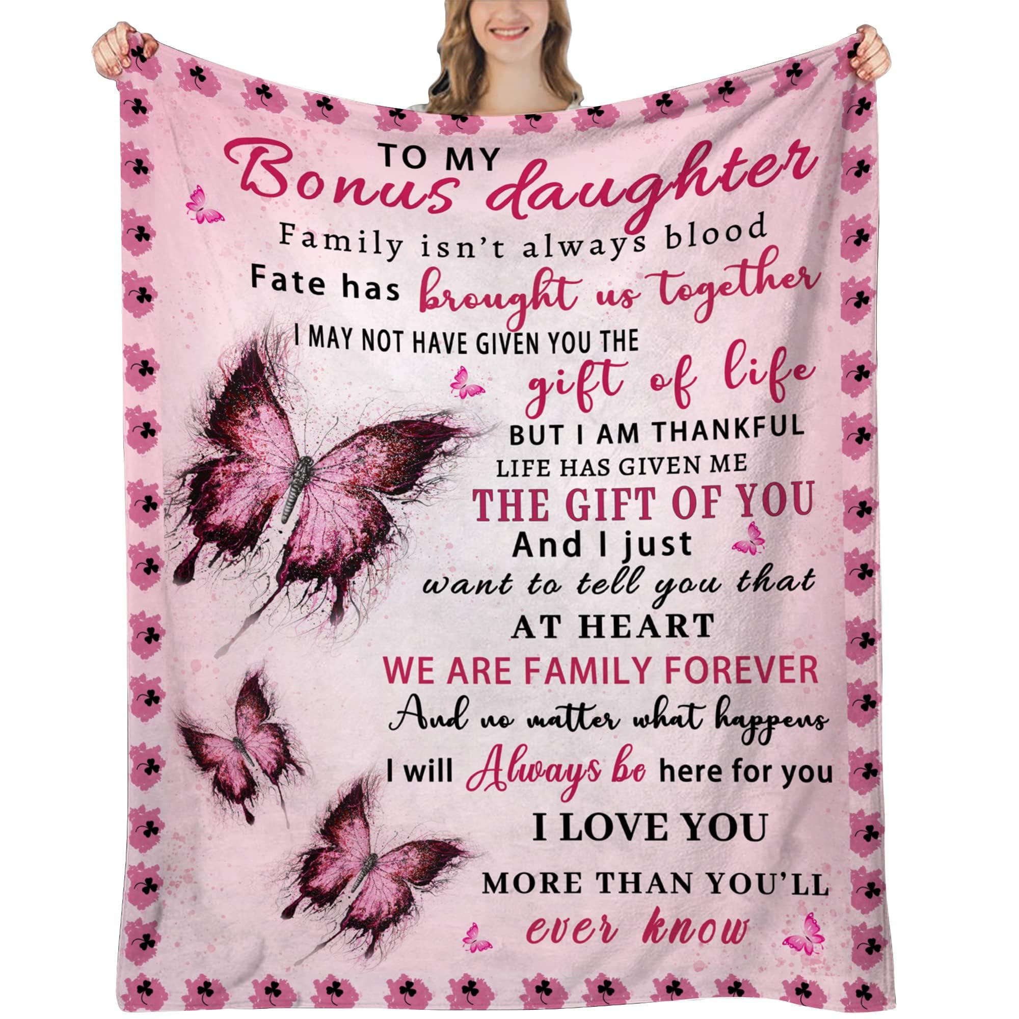 Uhankru Bonus Daughter Gifts - Step Daughter Gifts For Birthday, Graduation, Christmas,Bonus Daughter Blanket, 80'X60'