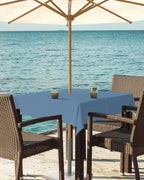 Queenker Royal Blue Outdoor Tablecloth With Umbrella Hole And Zipper, Solid Color Table Cover For Square Tables Waterproof Table