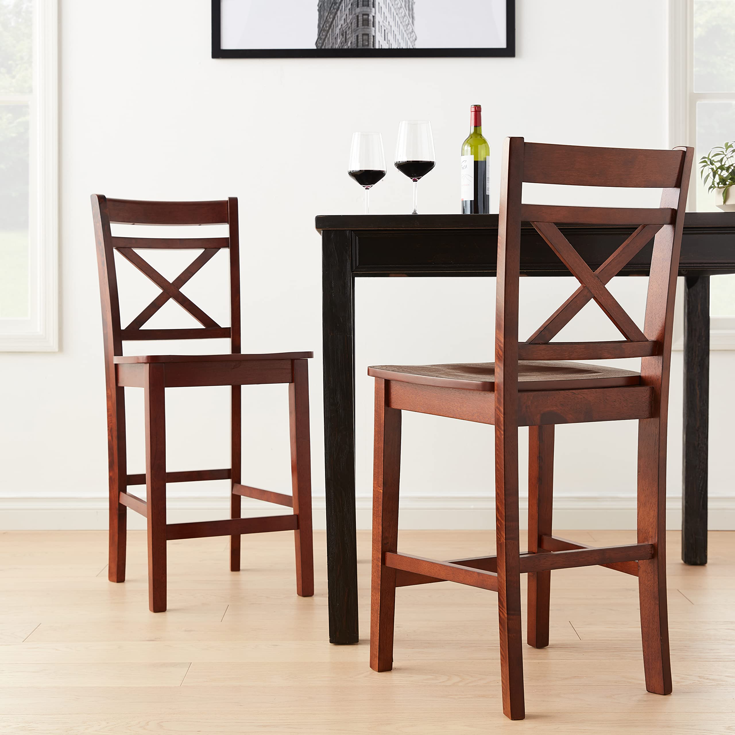 Acme Tartys Wooden Counter Height Chair in Cherry