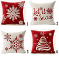 Andreannie Set Of 4 Throw Pillow Cover Christmas Beige Shadow Let It Snow Snowflakes Red Cotton Linen Throw Pillow Case Cushion