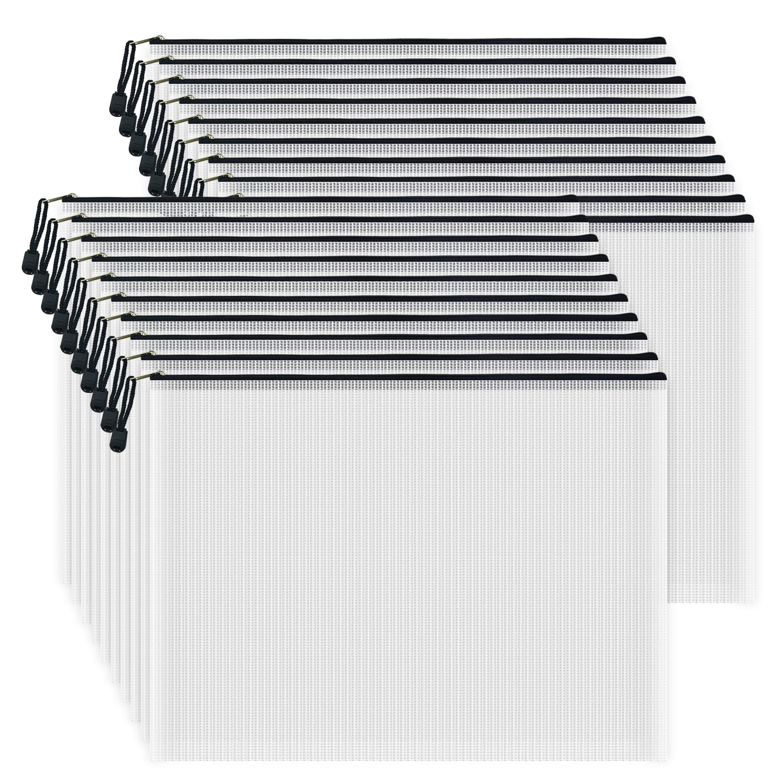 Austark 20 Pcs Zipper File Bags, Plastic Mesh Pouch, Board Game Storage Bag, Waterproof Bags For Office School (A3 Size 16.9'X1