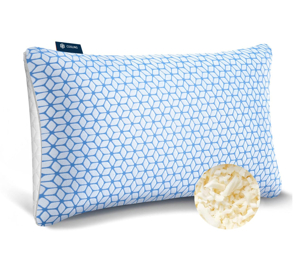 Love Attitude Queen Size Shredded Memory Foam Pillow - Adjustable, Cooling, Soft, Blue