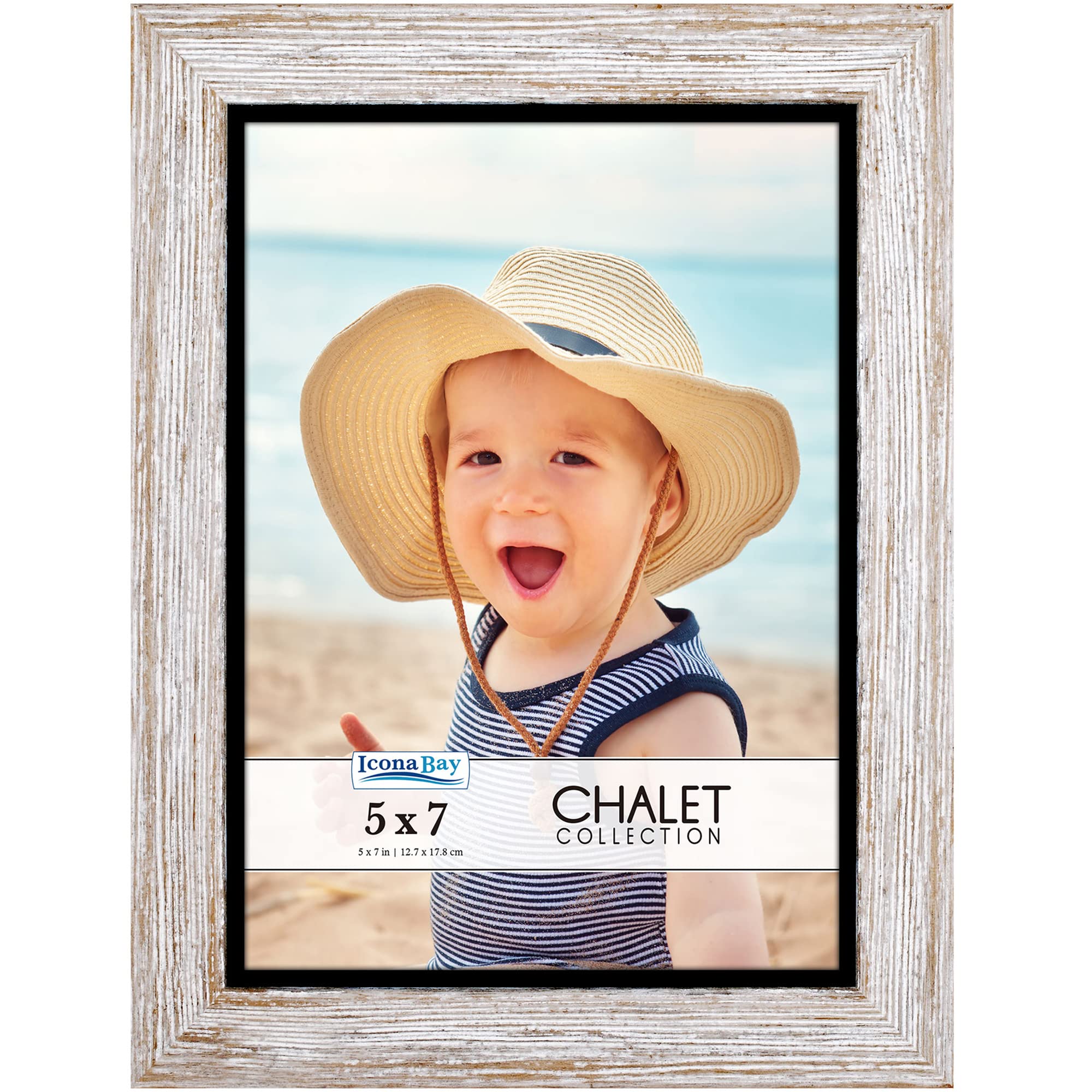 Icona Bay 5x7 Transom Brown Picture Frame, Rustic Casual Style 5 x 7 Photo Frame, Table Top or Wall Mount, Chalet Collection